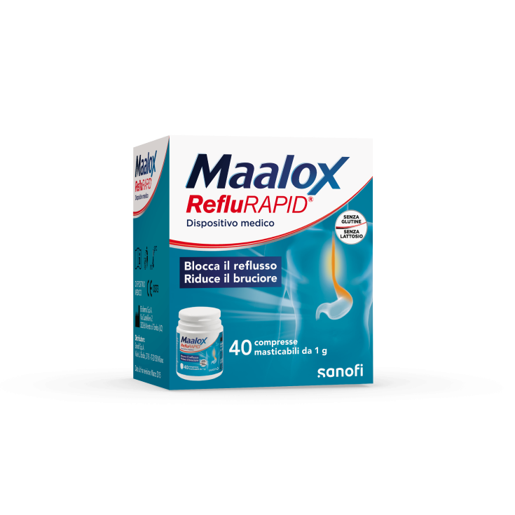 Sanofi Maalox RefluRAPID Glutenfreies laktosefreies Medizinprodukt 40 Kautabletten