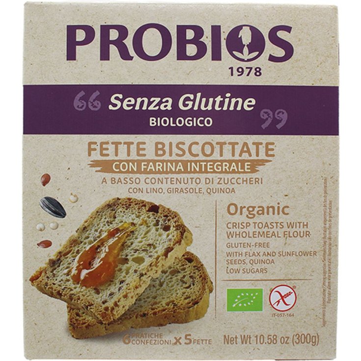 Reis & Reiszwieback mit Vollkornmehl glutenfrei Probios 300g (6x50g)