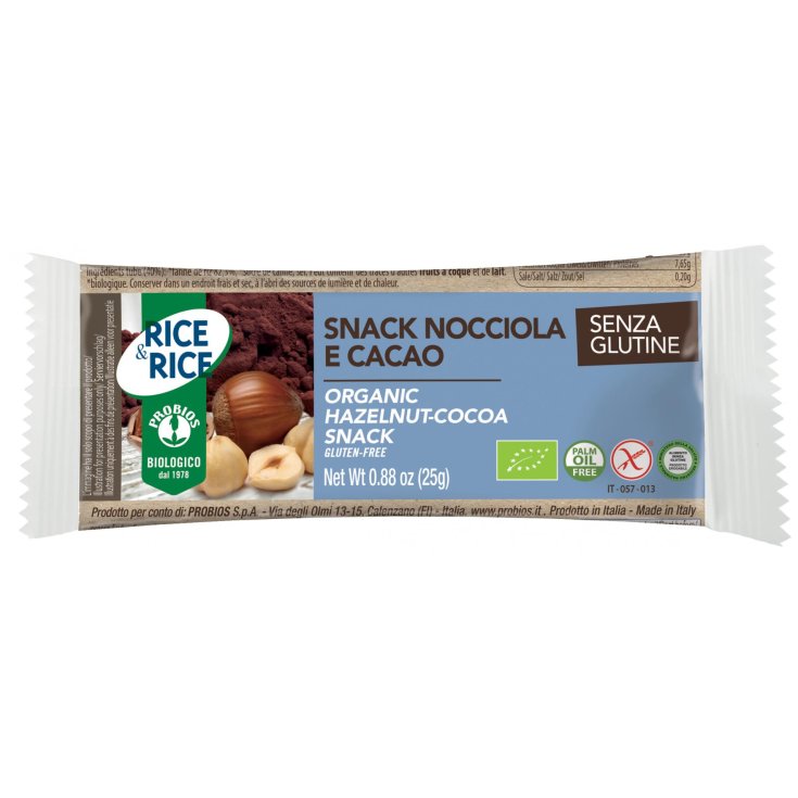 Reis & Reis Snack aus Reis mit Haselnuss und Kakao Probios 25g