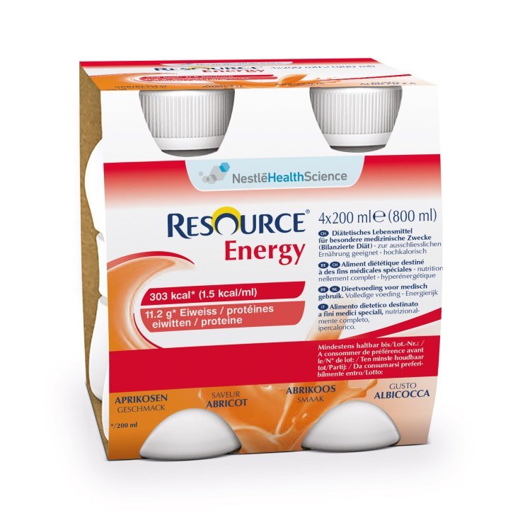 Nestlé Health Science Resource Energy Apricot Kalorienreiches und proteinreiches Getränk 4 x 200 ml