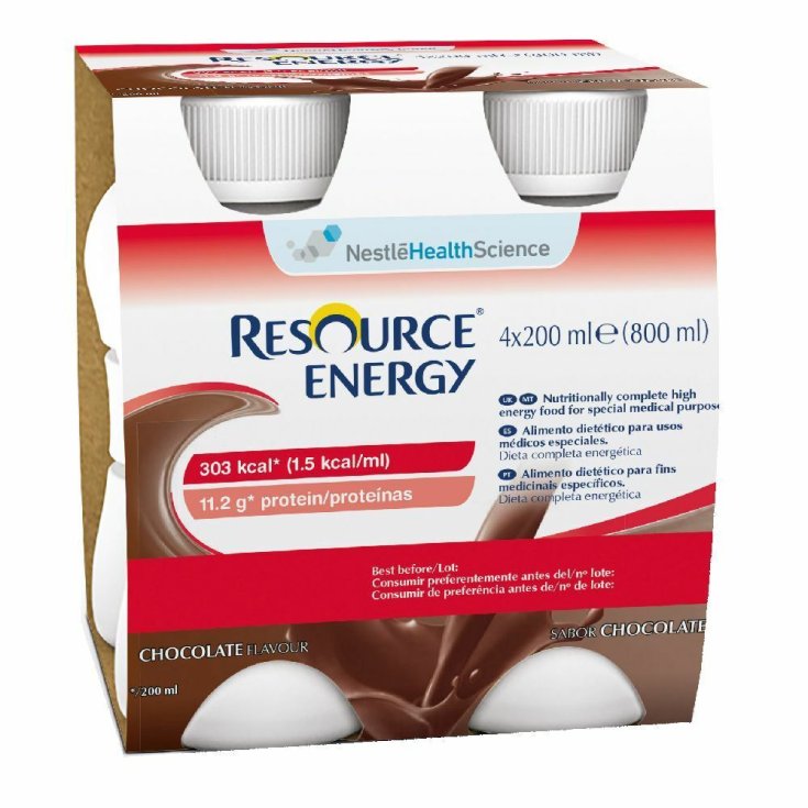 Nestlé Health Science Resource Energy Chocolate Kalorienreiches und proteinreiches Getränk 4 x 200 ml