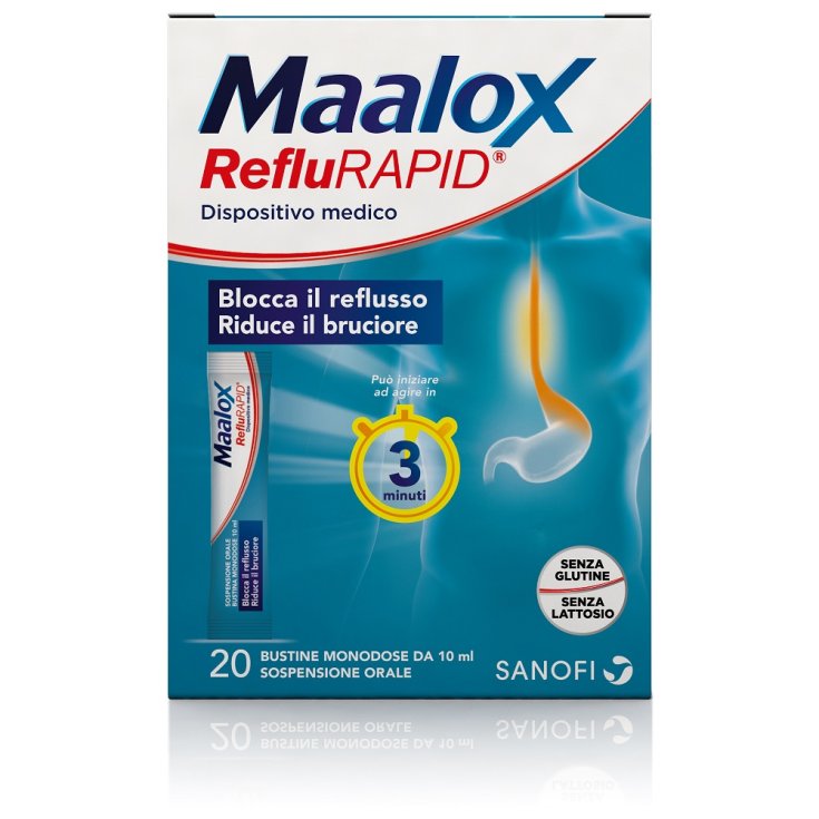 Sanofi Maalox RefluRAPID glutenfrei laktosefrei 20 Einzeldosis-Beutel mit 10 ml