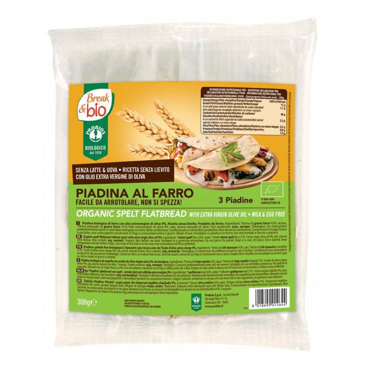 Breack & Bio Piadina aus ganzem Dinkel mit extra nativem Olivenöl Probios 300g