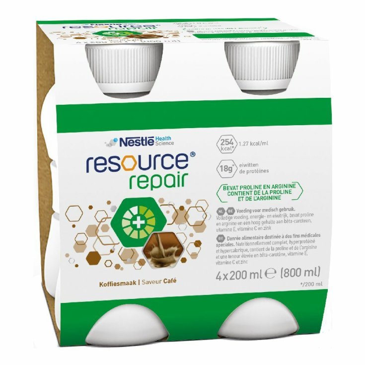 Nestlé Health Science Resource Repair Coffee Proteinreiches Getränk zur Förderung der Geweberegeneration 4 x 200 ml