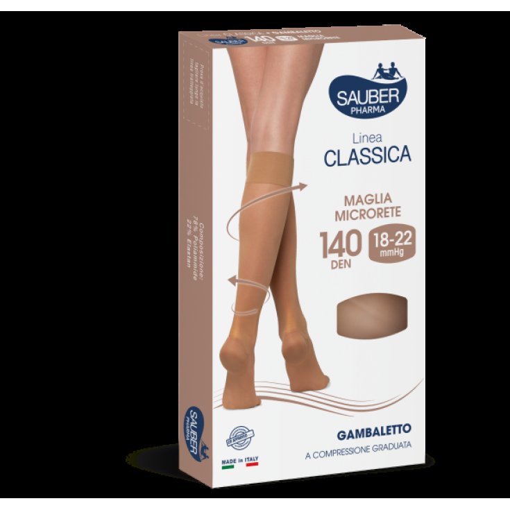 Sauber Pharma Classic Line Kniestrumpf 140 DEN Farbe Sand Beige Größe 4