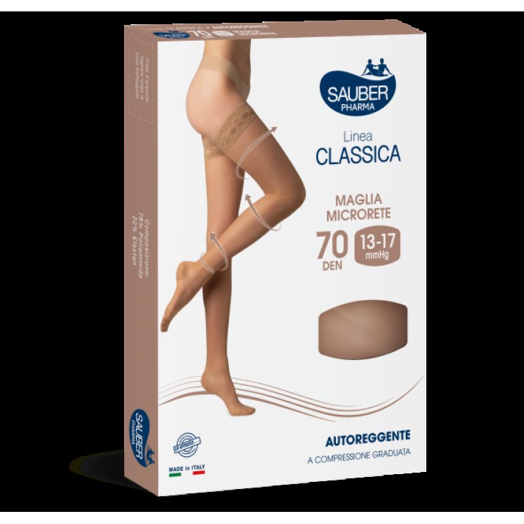 Sauber Pharma Classic Line Stay Ups 70 DEN Farbe Neutral Beige Größe 2