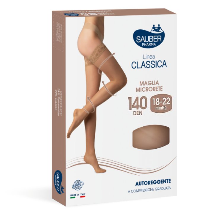 Sauber Pharma Classic Line halterlose Strümpfe 140 DEN Farbe Neutral Beige Größe 3