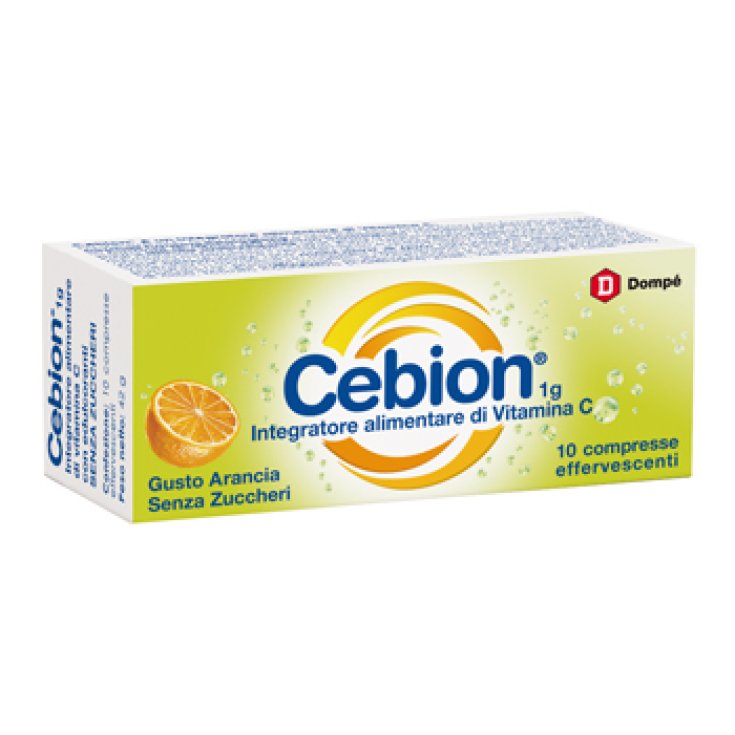 Bracco Cebion 1g Nahrungsergänzungsmittel mit Vitamin C Orange Zuckerfrei 10 Brausetabletten