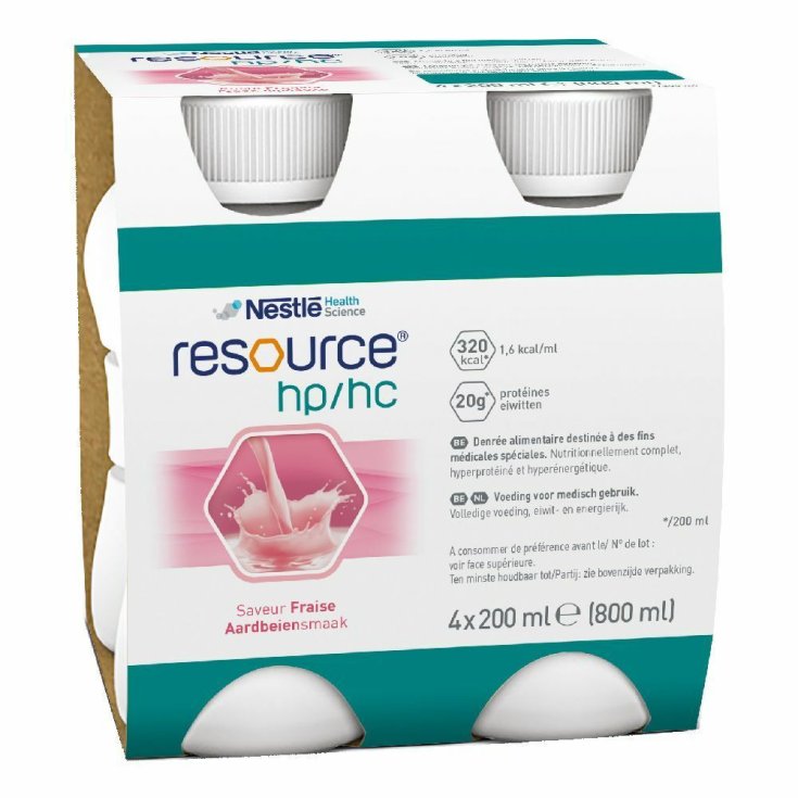 Nestlé Health Science Resource HP / HC Strawberry Kalorienreiches und proteinreiches Getränk 4 x 200 ml