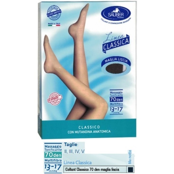 Sauber Pharma Classic Line 70 Den Strumpfhose Smooth Jersey Mitternachtsblau Farbe Größe 3