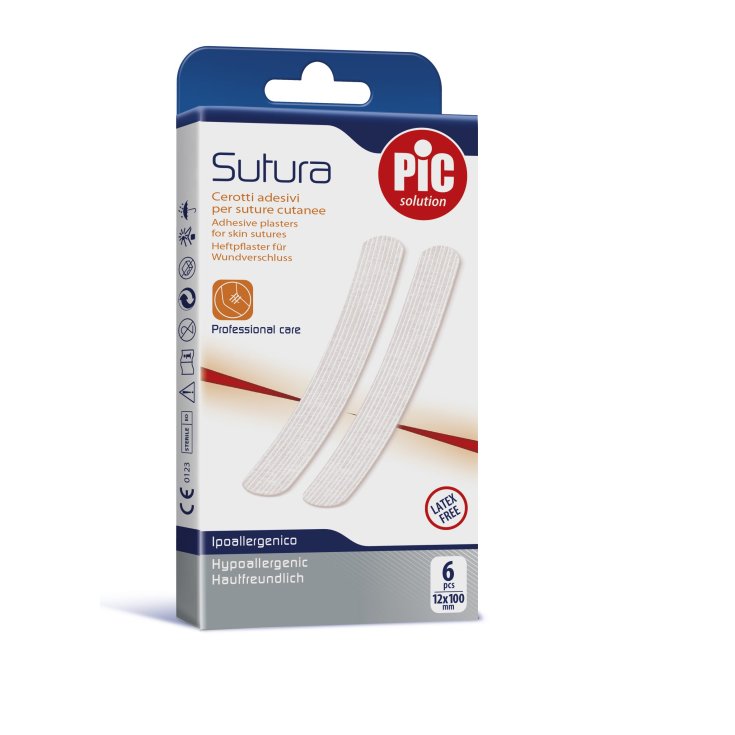 Pic Solution Suture Sterile Patches für Hautnähte 12x100mm 6 Stück