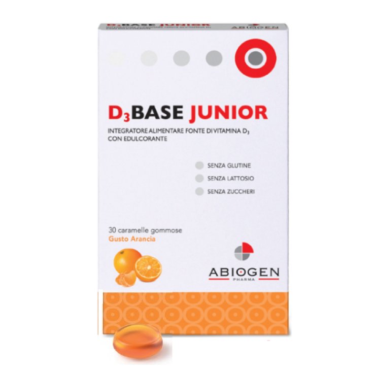 Abiogen D3base Junior Nahrungsergänzungsmittel 30 Orangenbonbons
