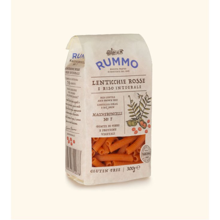 Rummo Pasta mit roten Linsen und braunem Reis Maccheroncelli n7 Glutenfrei 300g