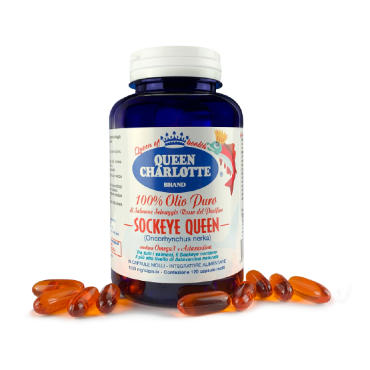 Queen Charlotte Sockeye Pure Red Salmon Wild Oil Nahrungsergänzungsmittel 120 Kapseln