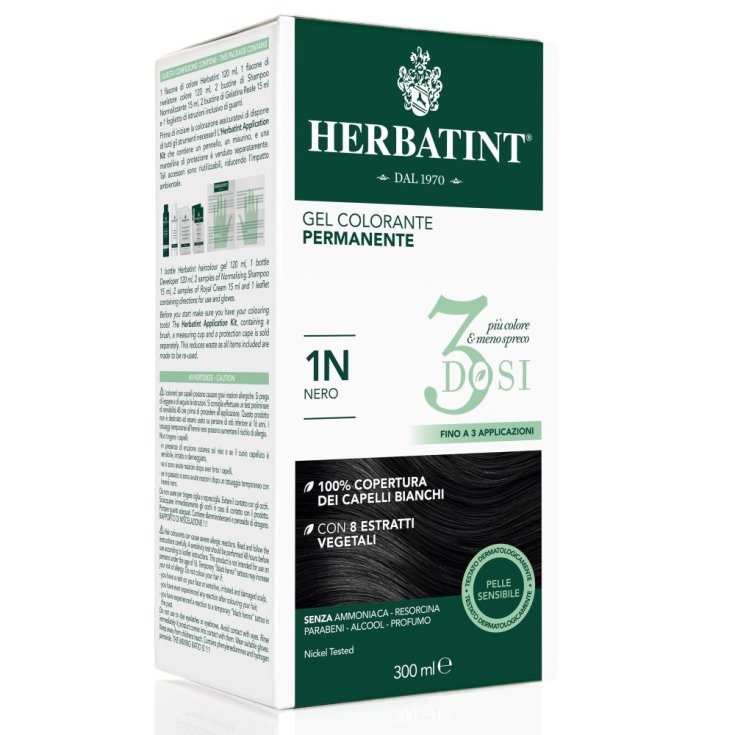 Herbatint 3Dosi Permanent Farbgel Gradation 1N Schwarz 300ml