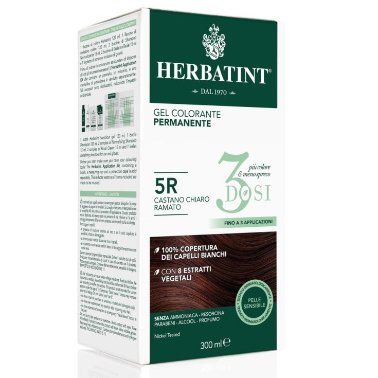 Herbatint 3dosi Permanent Color Gel 5R Farbverlauf Hellbraun Kupfer 300ml