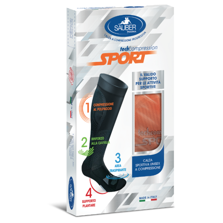 Sauber Sport Unisex Progressive Kompressionsstrümpfe Farben Orange Fluo / Weiß Größe S