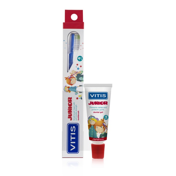 Vitis® Junior Zahnbürste + Dentaid Zahnpasta Gel 15ml