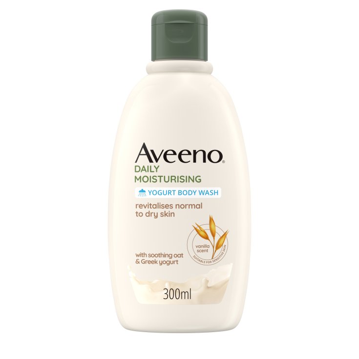 Tägliches feuchtigkeitsspendendes Duschgel mit Aveeno Joghurt 300 ml Vanille und Hafer