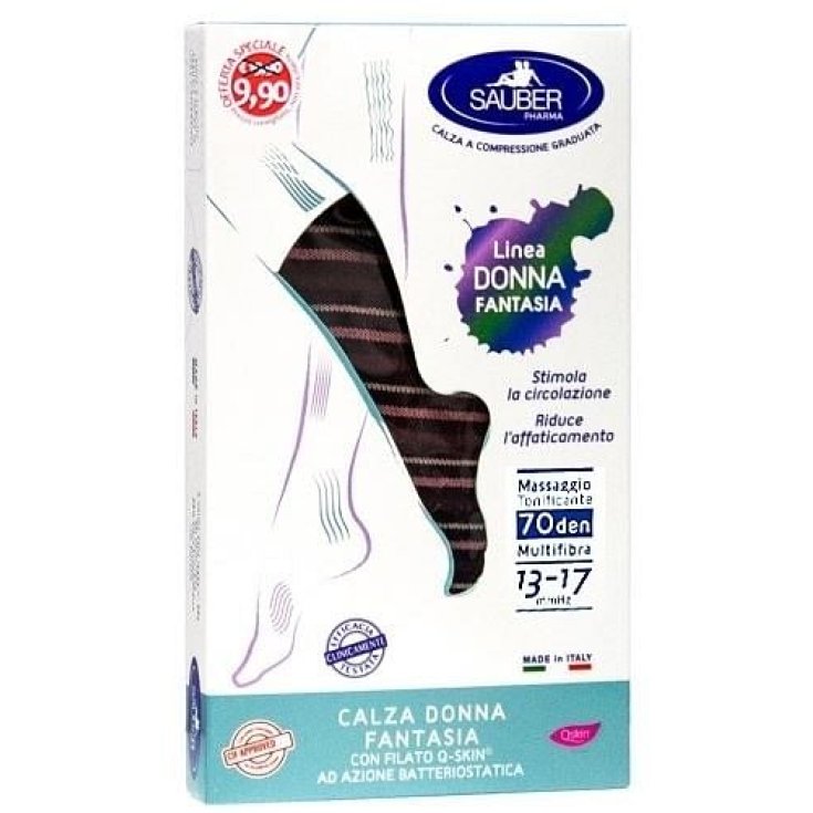Q-Skin® 70den Gemusterte Socke Farbe Biscuit Größe P SAUBER