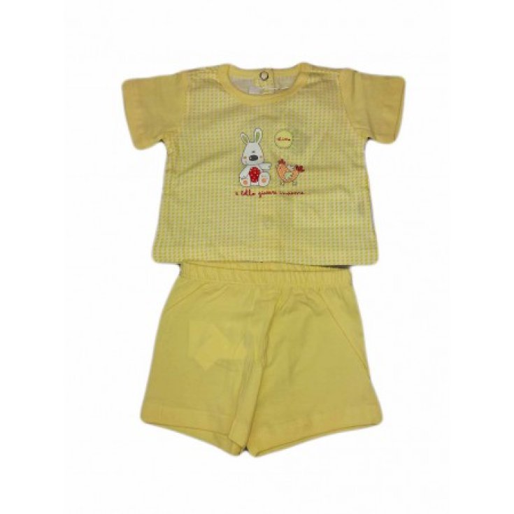 CHICCO 2-teiliger Anzug aus gelber Baumwolle Größe 9 Monate
