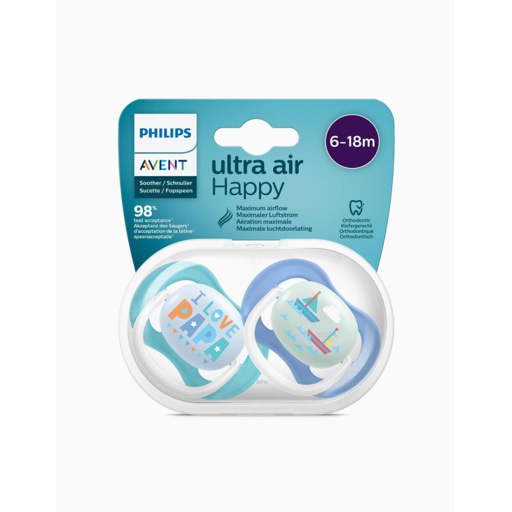 Ultra Air Happy Philips Avent 6-18M 2 Blue Fantasy Schnuller