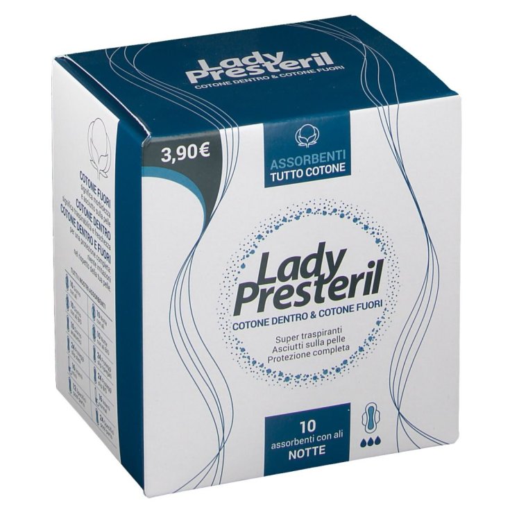 Lady Presteril Cotton 10 Absorptionsmittel mit Nachtflügeln