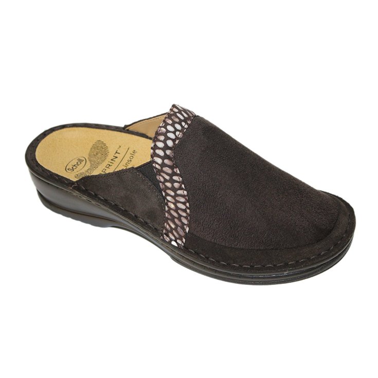 MERIBEL DAMEN ELASTISCHE WILDLEDERPANTOFFEL DUNKELBRAUN N40 Dr. Scholl's®