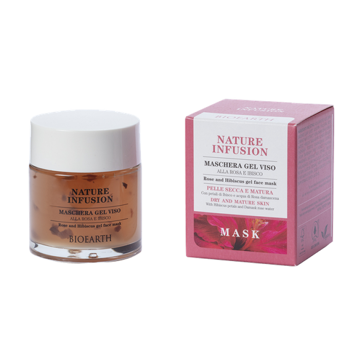 NATURE INFUSION BIOEARTH Gel-Gesichtsmaske mit Rosa und Hibiskus 100 ml