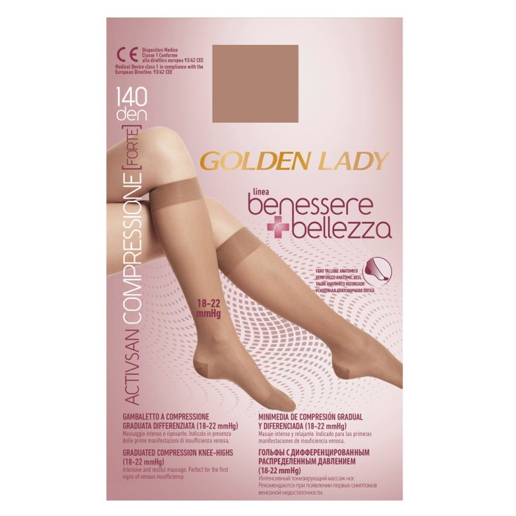 Wellness & Beauty Kniestrümpfe 140 Den Farbe Dorè Naturel Größe XL Golden Lady