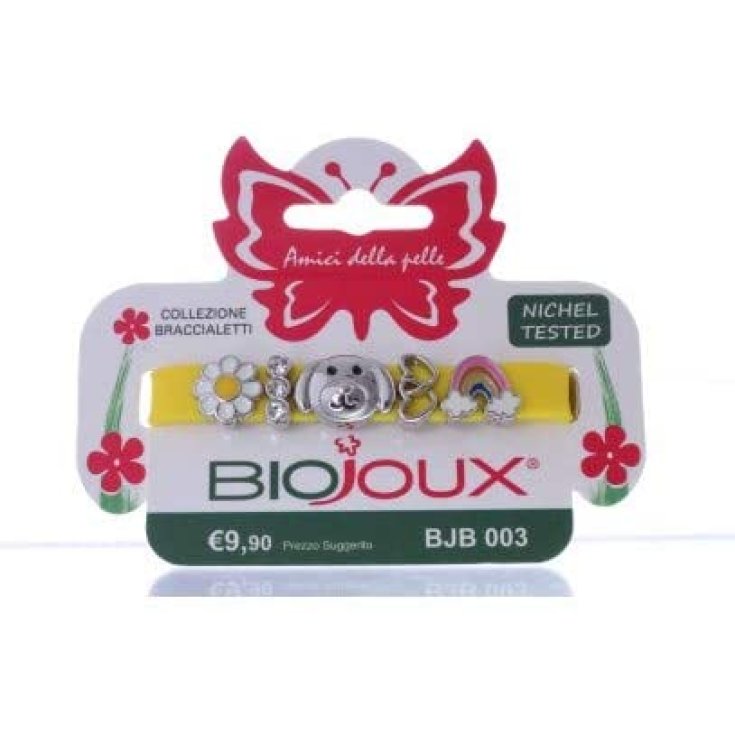 Biojoux® Gelbes Silikonarmband mit SANICO Metallanhängern