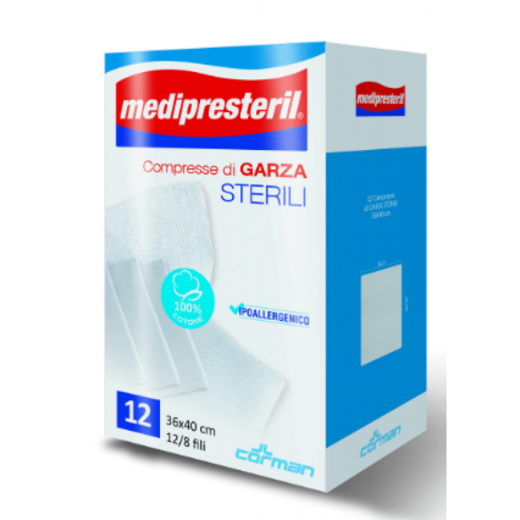 Medipresteril 12/8 Fäden 36 x 40 cm CORMAN 12 Tabletten Gaze