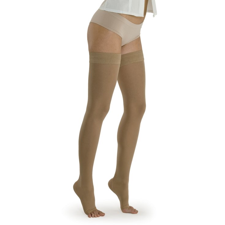 Marilyn halterlose Strümpfe CCL.3 Open Toe Schwarz Größe 4L SOLIDEA 1 Paar