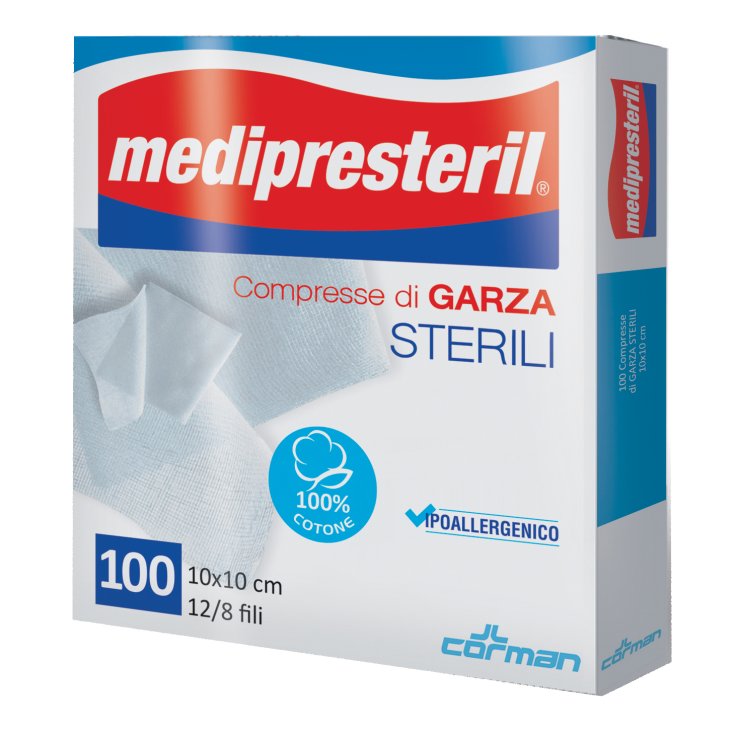 Sterile Mullkompressen 12/8 Stränge 10x10cm Medipresteril Corman