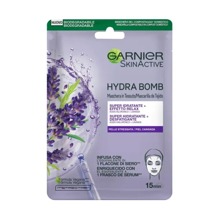 HYDRA BOMB Stoffmaske mit Hyaluronsäure und Lavendel Garnier 28g