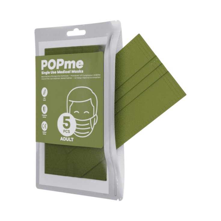 POPme OP-Maske für Erwachsene Armeegrün 5 Stück