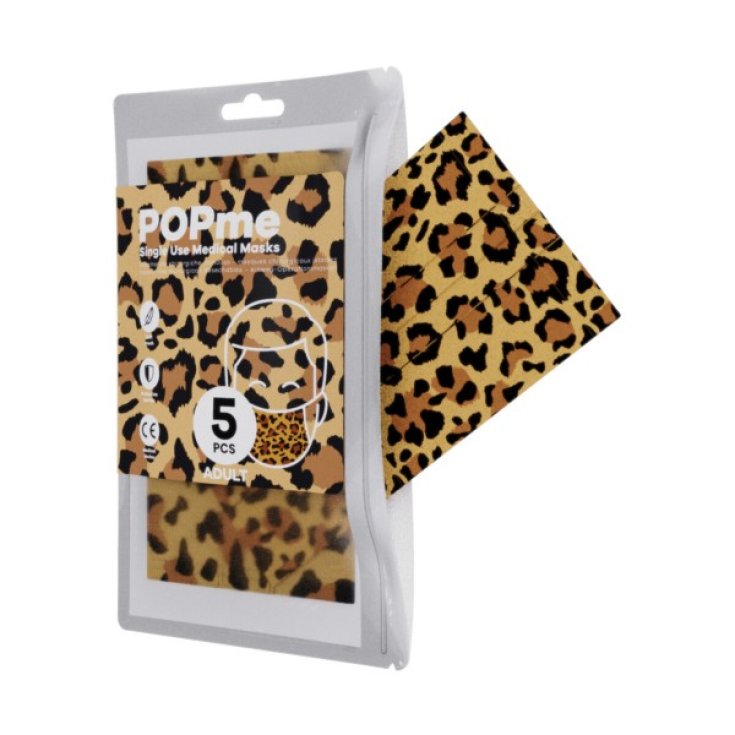 POPme Leopard OP-Maske für Erwachsene, 5 Stück