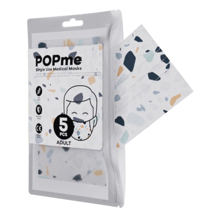 POPme Terrazzo OP-Maske für Erwachsene, 5 Stück