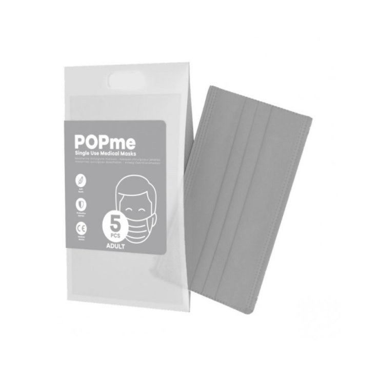 POPme OP-Maske für Erwachsene, grau, 5 Stück