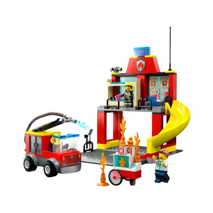 Feuerwache und Feuerwehrauto