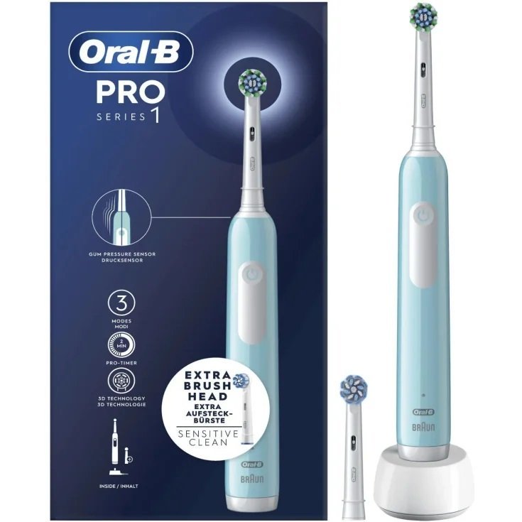 ORALB PRO 1 BLAU ELEKTRISCHE BÜRSTE+TC