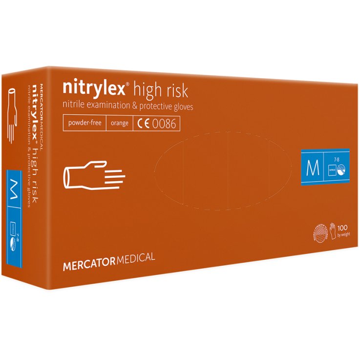 Nitrylex&reg; High Risk Guanti Arancione M 100 Pezzi