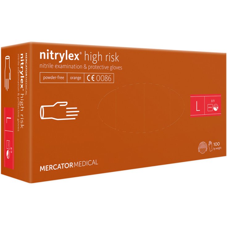 Nitrylex&reg; High Risk Guanti Arancione L 100 Pezzi