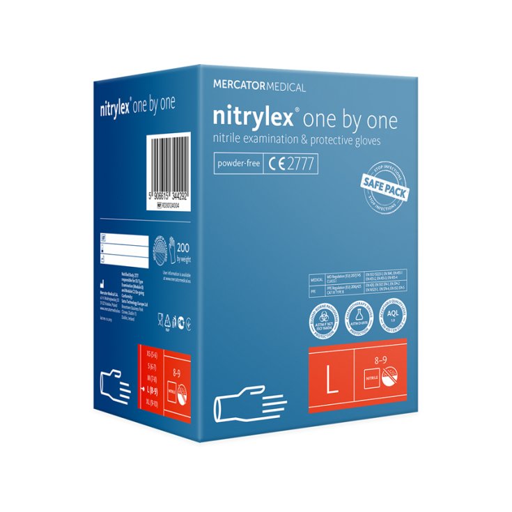 Nitrylex&reg; One By One Guanti Blu L 200 Pezzi