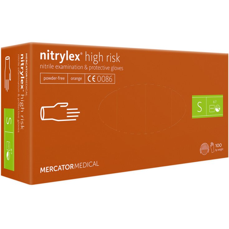 Nitrylex&reg; High Risk Guanti Arancione S 100 Pezzi
