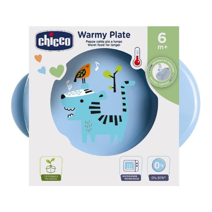 Piatto Pappa Calda 6M+ Azzurro Chicco