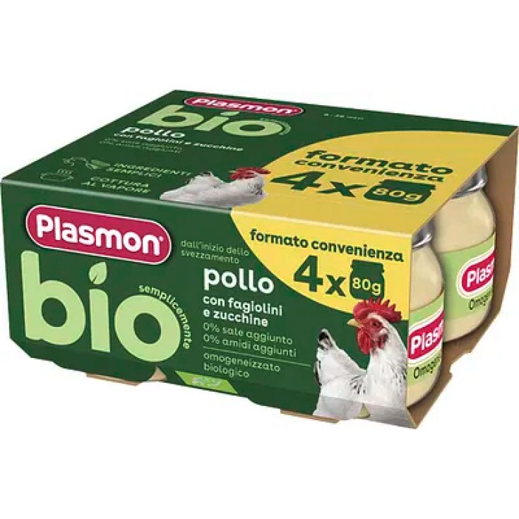 Omogeneizzato Biologico Pollo Con Fagiolini E Zucchine Plasmon 4x80g