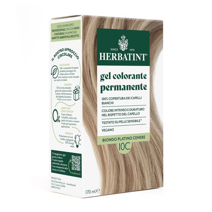 Gel Colorante Permanente 10C Biondo Platino Cenere HERBATINT&reg; 170ml