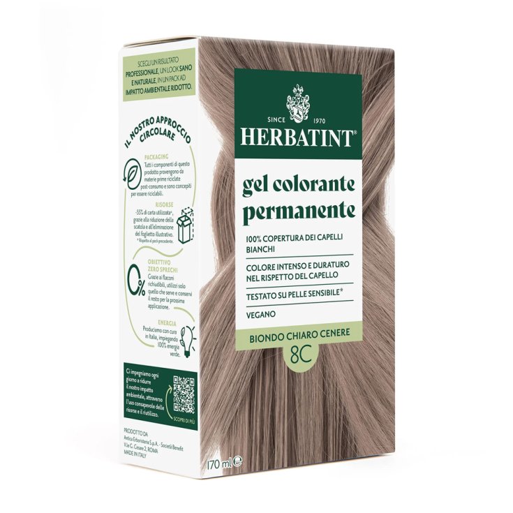 Gel Colorante Permanente 8C Biondo Chiaro Cenere HERBATINT® 170ml