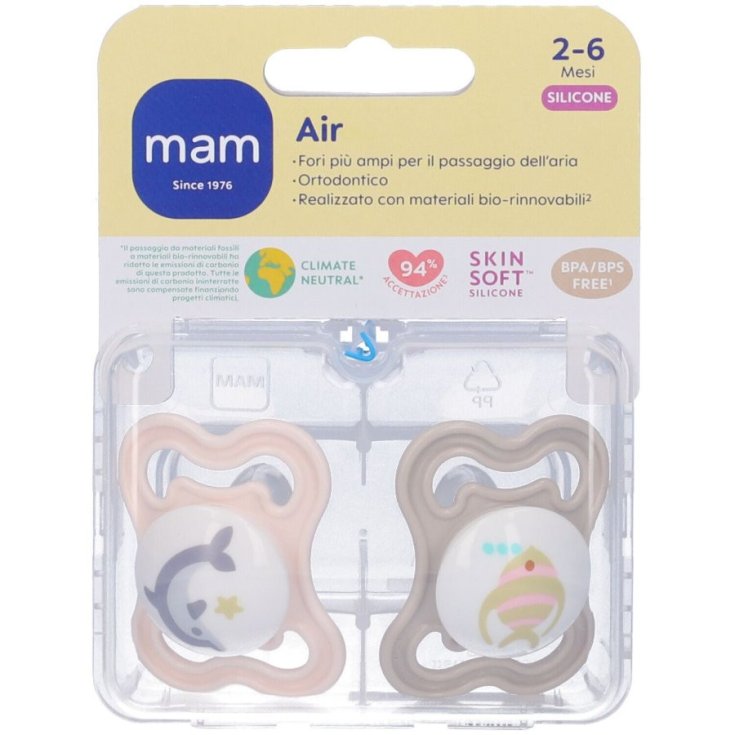 MAM Succhietto Air 2-6 Mesi Caucciù Confezione Doppia Neutra